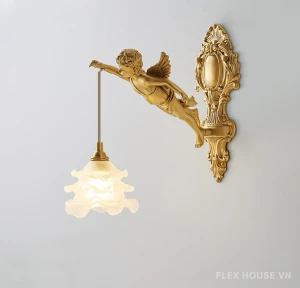 Đèn tường thiên sứ thả thủy tinh kiểu Pháp FLM5129
