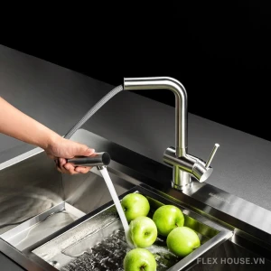 Vòi rửa chén Inox 304 dây rút nhỏ gọn Malloca K103-SS