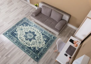 Thảm Sofa Phòng Khách LIMITED EDITION R1596A Cream Dark Blue T