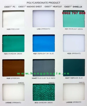 Tấm Lợp Poly Đặc Ruột Hàn Quốc