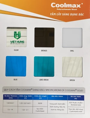 Tấm Polycarbonate Đặc Ruột Coomax Malaysia