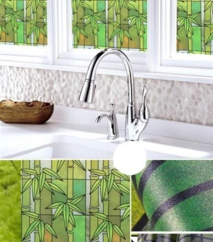 Decal dán kính hình cây trúc xanh dán cửa kính đẹp khổ 0.9m x 1m