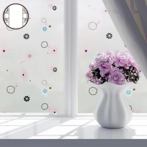 Decal dán kính hoa sắc màu khổ 90cm x 1 mét