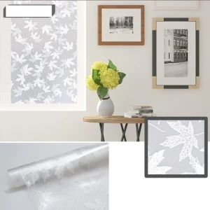 Decal dán kính mờ vân nổi lá phong tựa hoa sao đẹp