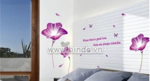 Decal hoa tím to, dán 2 mặt có sẵn keo, trang trí phòng ngủ phòng khách, khổ ngang 2 mét TPHCM