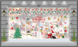 Decal Noel-Ông già cùng chú bé dưới dây treo quả châu sắc màu