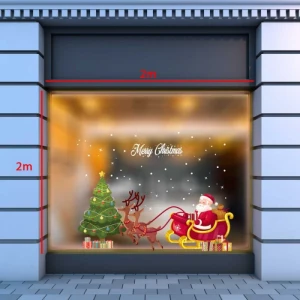 Decal Noel-ông già cưỡi xe và cây thông