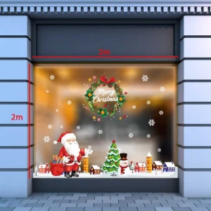 Decal Noel-ông già, nhà tuyết, cây thông