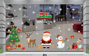 Decal Noel - Tuần lộc ông già noel và người tuyết vui vẽ