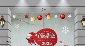 Decal Ông già Noel phát quà màu đỏ 2025