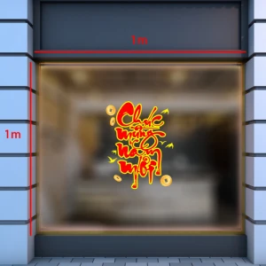 Decal tết chữ chúc mừng năm mới và chim én vàng