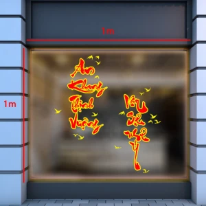 Decal tết chữ vạn sự như ý an khang thịnh vượng