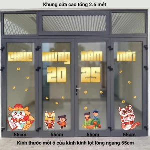 Decal Tết xuân 2025 - Decal cửa 4 cánh  1