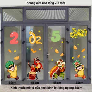 Decal Tết xuân 2025 - Decal cửa 4 cánh  2