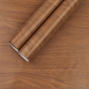 Giấy dán tường giả gỗ vân gỗ tự nhiên nâu