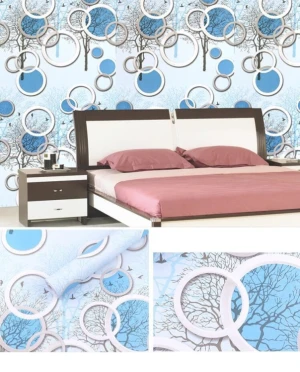 Giấy dán tường hoa văn hình cây khô họa văn tròn chống nước có sẵn keo 45cm x 10m