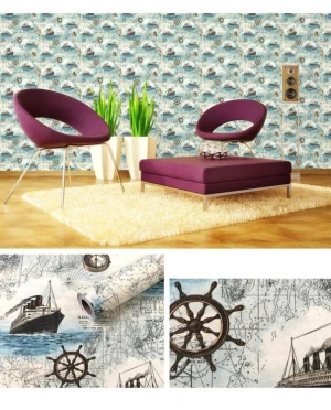 Giấy decal dán tường bản đồ hàng hải dán quán đẹp có keo sẵn