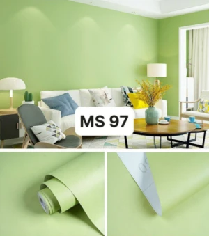 Giấy decal dán tường màu xanh lá cây nhạt, có keo sẵn 45cm x 10m