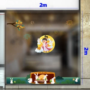 Tết trung thu-Chị Hằng ăn bánh trung thu cùng  thỏ trắng