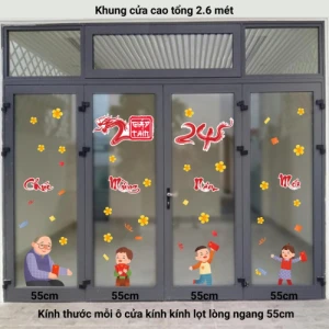 Tết xuân- Decal dán tết cửa 4 cánh