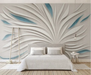 Tranh họa tiết hoa xanh 3D