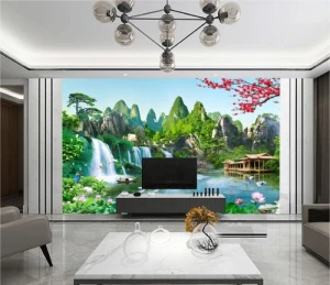 Tranh thủy mặc ,sơn thủy đôi cò và hoa sen