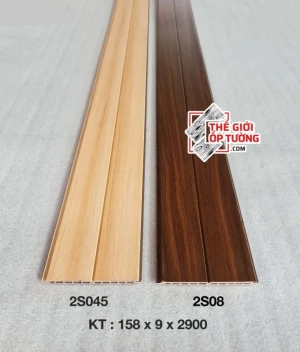 Lam 2 sóng ốp trần, tường nhựa nguyên sinh 2S08-45