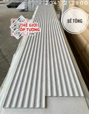 Lam sóng ốp tường bán nguyệt 204x12x2900 màu bê tông