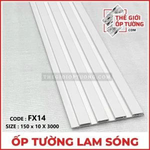 Ốp Tường Lam Sóng Màu Trơn Trắng FX14-150