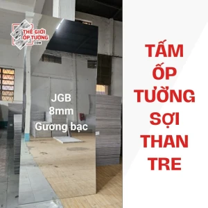 Tấm ốp tường đa năng sợi than tre hiệu ứng gương bạc 8mm