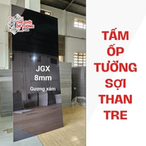Tấm ốp tường đa năng sợi than tre hiệu ứng gương xám 8mm