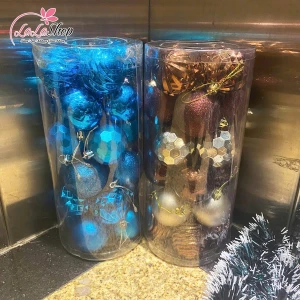 Hộp 24 Quả Châu 6cm Nhiều Họa Tiết Lung Linh Trang Trí Noel