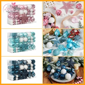 Hộp quả châu đủ loại nhiều màu lấp lánh trang trí noel