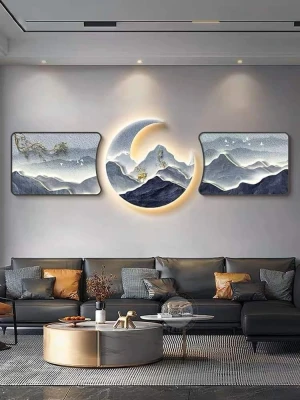 Tranh Đèn Led Tráng Gương Pha Lê Hươu Vàng Tài Lộc