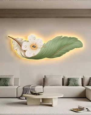 Tranh Đồng Hồ Đèn Led Lông Vũ Cao Cấp
