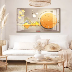 Tranh Đồng Hồ Treo Tường Hươu Và Lá Vàng nghệ Thuật