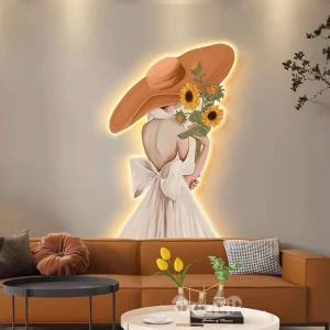 Tranh tráng gương uv pha lê đèn led cao cấp cô gái nghệ thuật