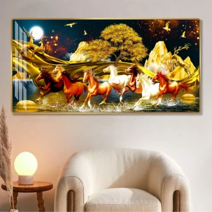 Tranh treo tường phòng khách phong thủy tài lộc mã đáo thành công