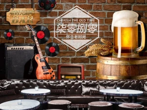 Mẫu Tranh dán tường Nhà hàng, Quán Bar Phong Cách Hiện Đại BE605