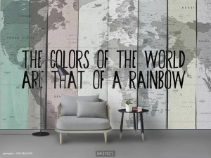 Tranh dán tường bản đồ thế giới Phong Cách Hiện Đại BE609