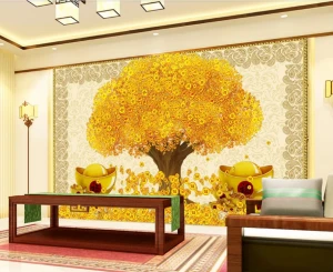 Tranh dán tường cây kim tiền Phòng khách BE162