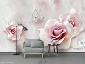 Tranh dán tường Hoa 3D Phong Cách Hiện Đại BE581