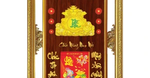 19 Mẫu Lịch Gỗ Cao Cấp 2025 Khung Đôi Vàng Dán Chữ Nổi (56x88 cm) - Chúc Mừng Năm Mới 01