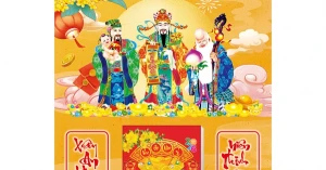 2 Mẫu Phúc Lộc Thọ - Lịch Treo Tường Laminate Tráng Gương 2026 (40x60 cm)