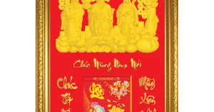 4 Mẫu Lịch Gỗ Chữ Lớn Cao Cấp 2025 Khung Đơn Vàng Dán Chữ Nổi (48x73 cm) - Chúc Mừng Năm Mới