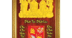 4 Mẫu Lịch Gỗ Chữ Lớn Cao Cấp 2025 Khung Đơn Vàng Dán Chữ Nổi (48x73 cm) - Phát Tài Phát Lộc