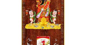 Lịch Gỗ Treo Tường Laminate Tráng Gương 2025 (40x80 cm) Bọc Viền Cao Cấp - Thần Tài