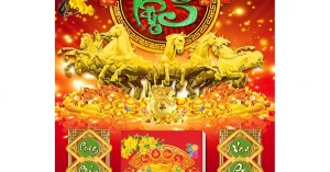 Lịch Mã Đáo Thành Công - Chữ Phúc Lộc - Lịch Treo Tường Laminate Tráng Gương 2026 (40x60 cm)