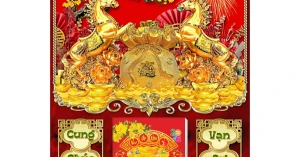 Lịch Ngựa Vàng Tài Lộc - Lịch Treo Tường Laminate Tráng Gương 2026 (40x60 cm)