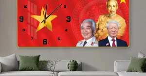 Tranh Đồng Hồ Tráng Gương Treo Tường Bác Hồ Chí Minh - Bác Võ Nguyên Giáp - Bác Nguyễn Phú Trọng